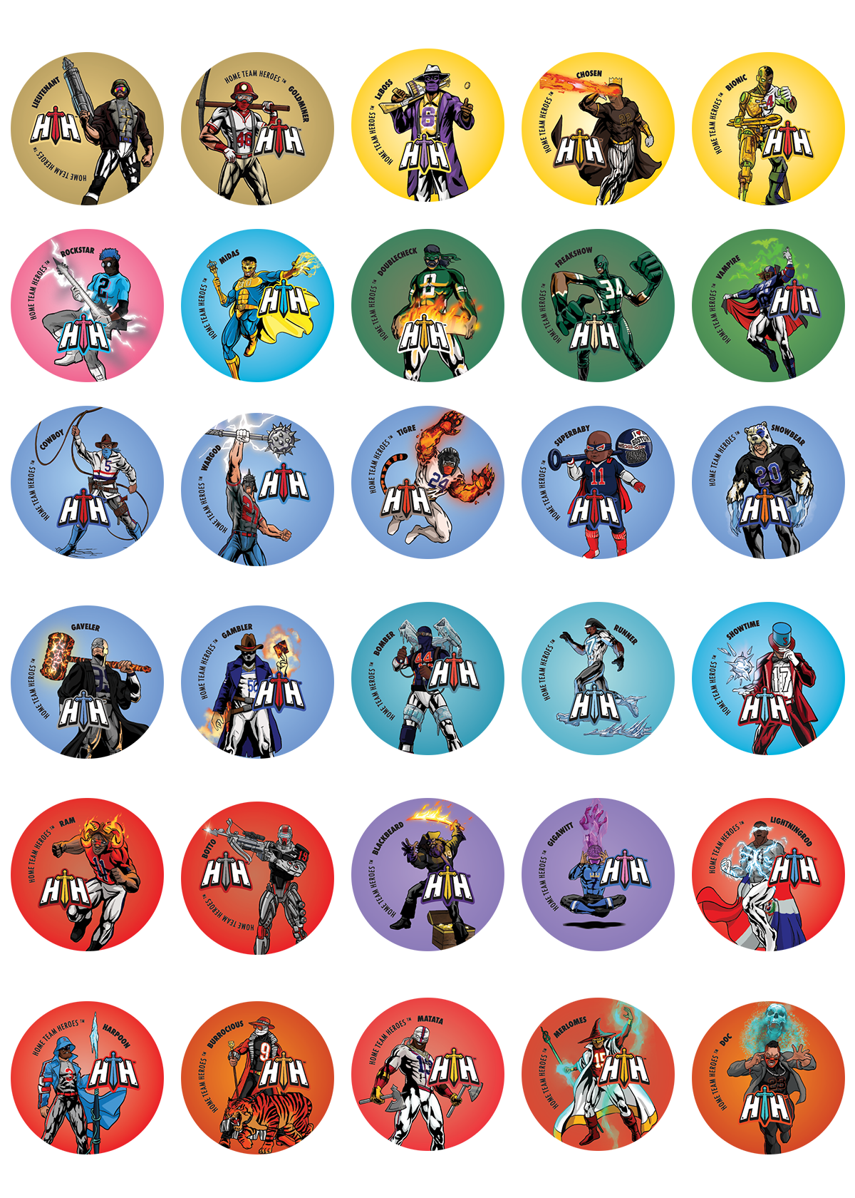 Home Team Heroes Pin Back Button Variety Pack
